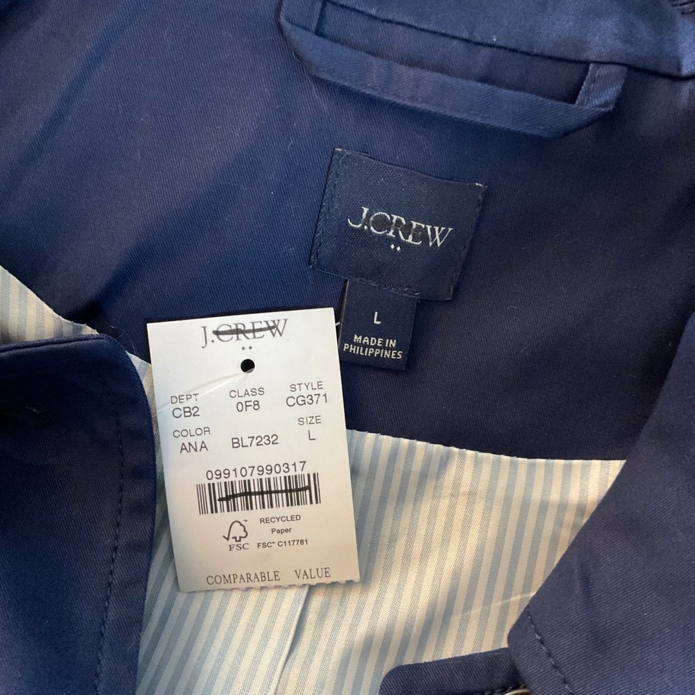 J.Crew Short Utility Trench Jacket Antique Navy Blue Coat Womens Large NWT - Picture 9 of 10